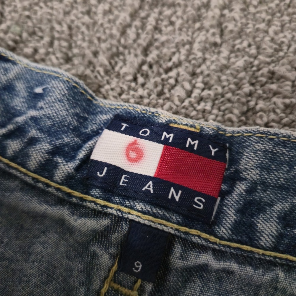 Vintage Tommy Hilfiger Skater Jeans Big Flag Size 9 Blue Denim Wide Leg Y2K - Picture 7 of 10